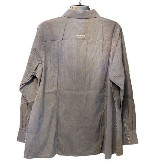 Ariat Real blue white pinstripe buttons pockets 97% cotton 3% spandex brand new - Picture 2 of 6